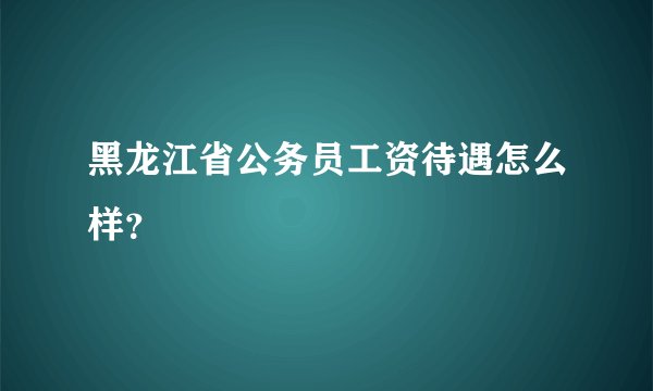 黑龙江省公务员工资待遇怎么样?