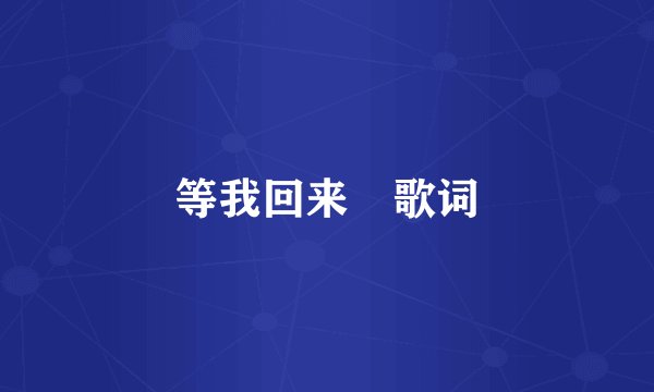 等我回来 歌词
