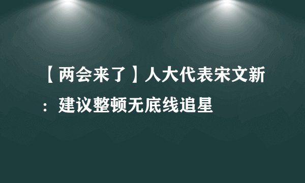 【两会来了】人大代表宋文新：建议整顿无底线追星