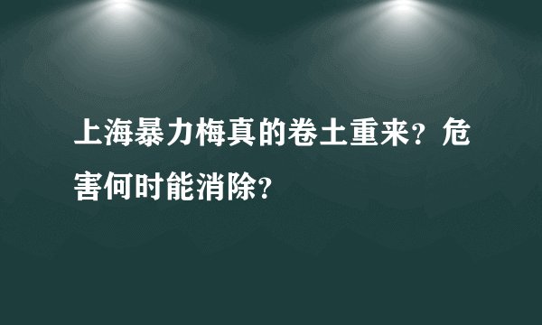 上海暴力梅真的卷土重来？危害何时能消除？