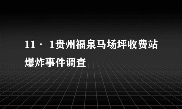 11· 1贵州福泉马场坪收费站爆炸事件调查