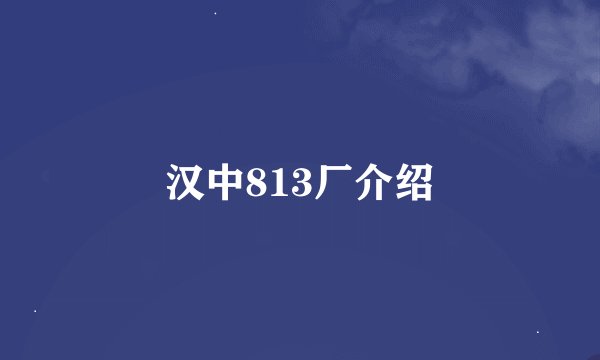 汉中813厂介绍