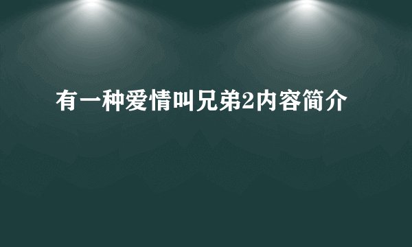 有一种爱情叫兄弟2内容简介