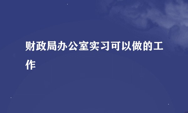 财政局办公室实习可以做的工作