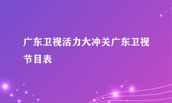 广东卫视活力大冲关广东卫视节目表