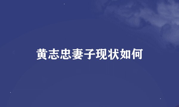 黄志忠妻子现状如何