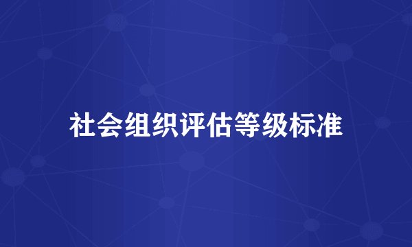 社会组织评估等级标准