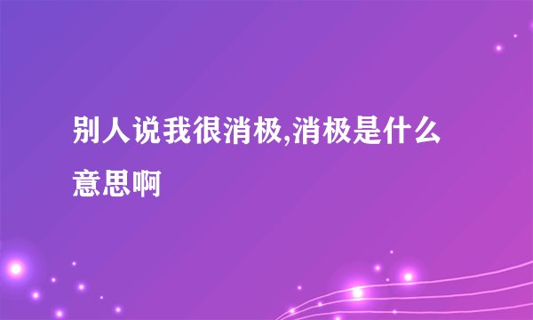 别人说我很消极,消极是什么意思啊