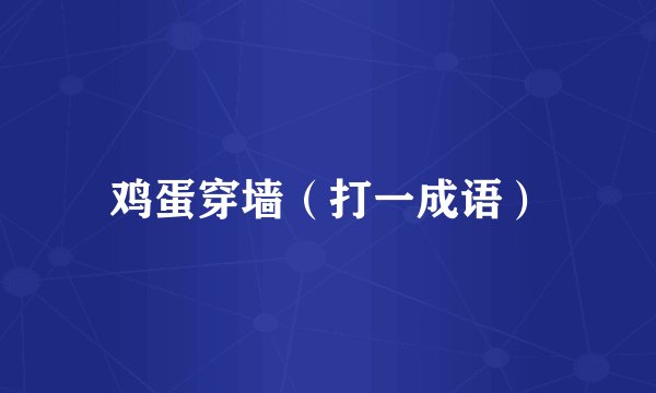 鸡蛋穿墙（打一成语）