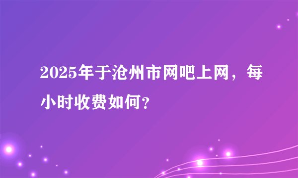 2025年于沧州市网吧上网，每小时收费如何？