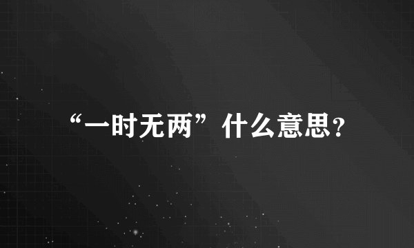 “一时无两”什么意思？