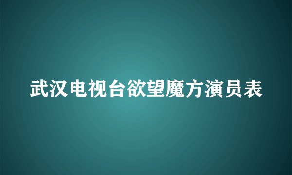 武汉电视台欲望魔方演员表