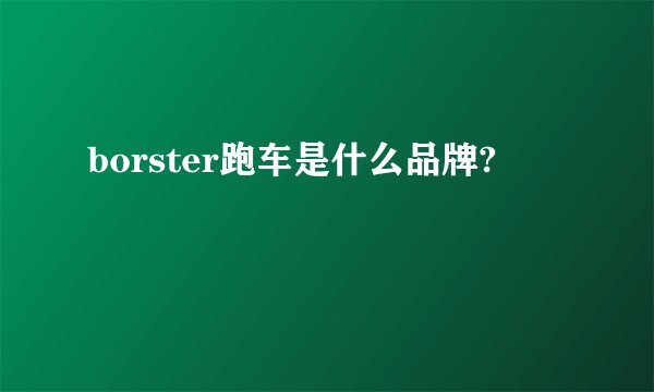 borster跑车是什么品牌?