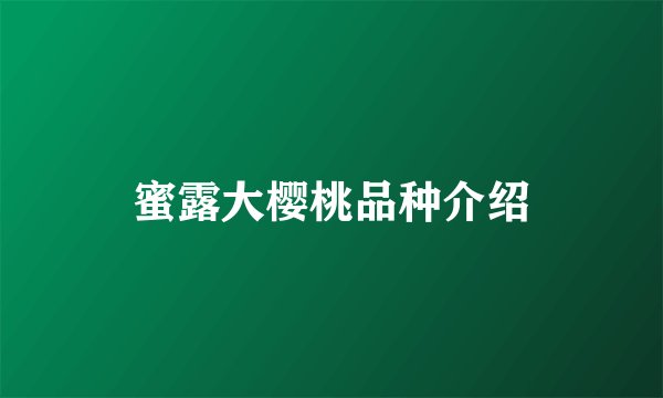蜜露大樱桃品种介绍