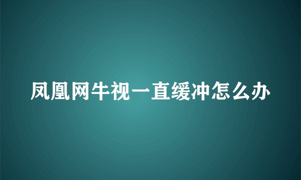 凤凰网牛视一直缓冲怎么办