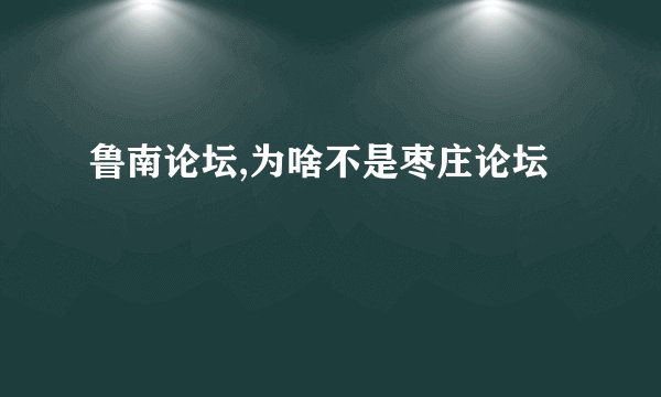 鲁南论坛,为啥不是枣庄论坛