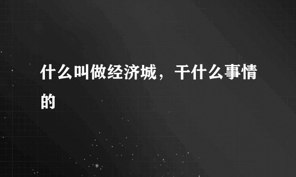 什么叫做经济城，干什么事情的