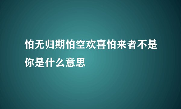 怕无归期怕空欢喜怕来者不是你是什么意思