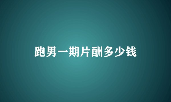 跑男一期片酬多少钱
