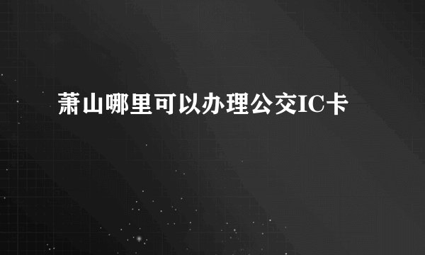 萧山哪里可以办理公交IC卡
