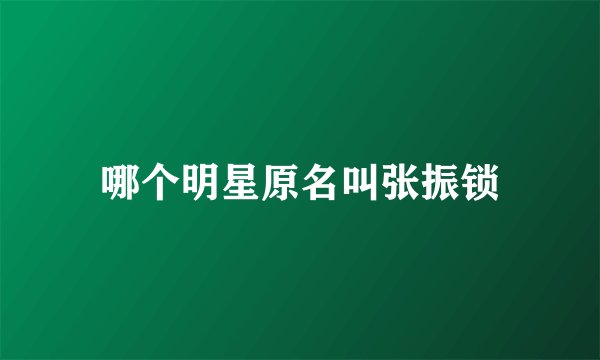 哪个明星原名叫张振锁