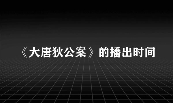 《大唐狄公案》的播出时间