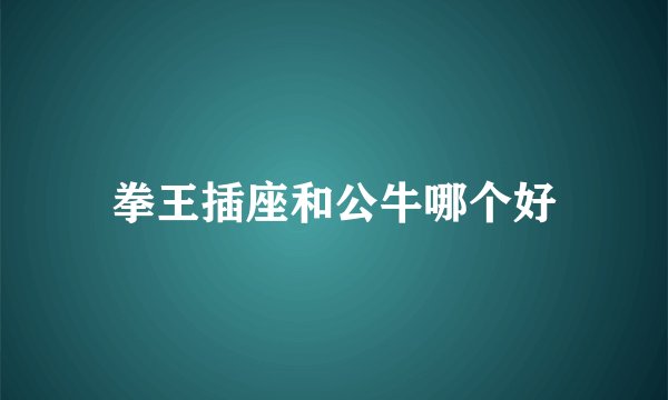 拳王插座和公牛哪个好