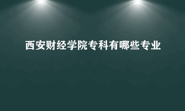 西安财经学院专科有哪些专业