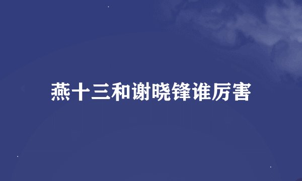 燕十三和谢晓锋谁厉害