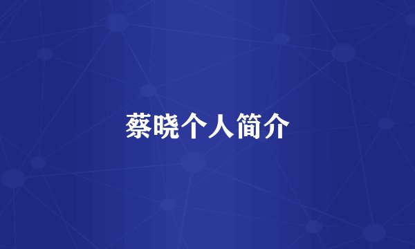 蔡晓个人简介