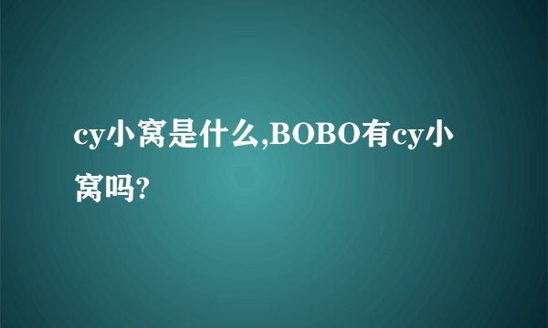 cy小窝是什么,BOBO有cy小窝吗?