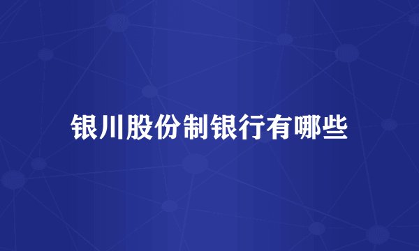 银川股份制银行有哪些