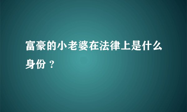 富豪的小老婆在法律上是什么身份 ?