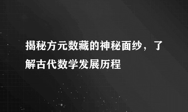 揭秘方元数藏的神秘面纱，了解古代数学发展历程