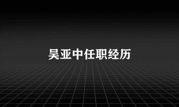 吴亚中任职经历