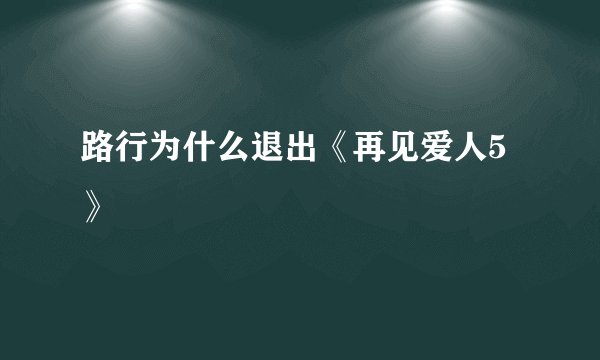 路行为什么退出《再见爱人5》