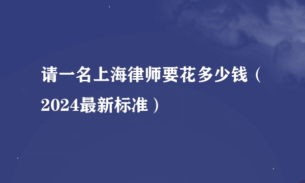 请一名上海律师要花多少钱（2024最新标准）