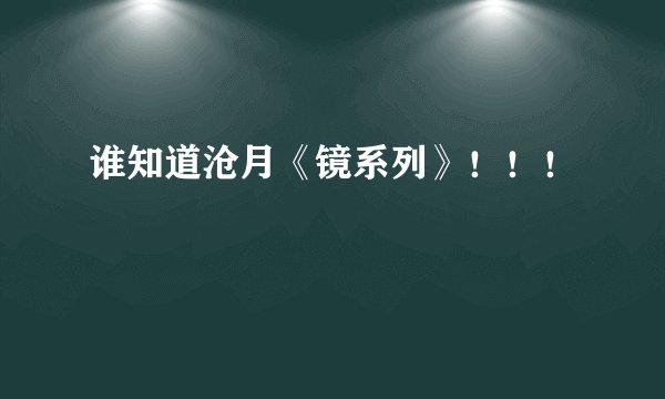 谁知道沧月《镜系列》！！！