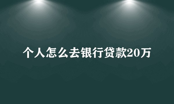 个人怎么去银行贷款20万
