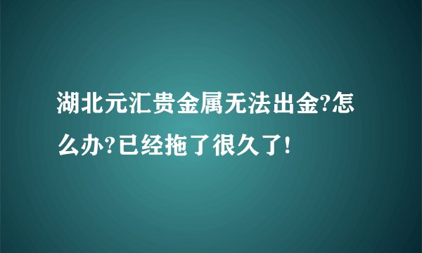 湖北元汇贵金属无法出金?怎么办?已经拖了很久了!