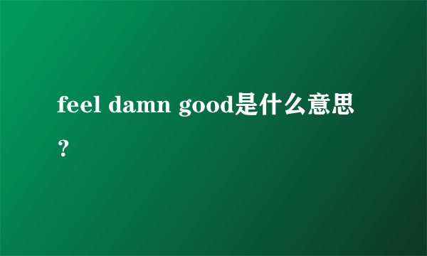 feel damn good是什么意思？