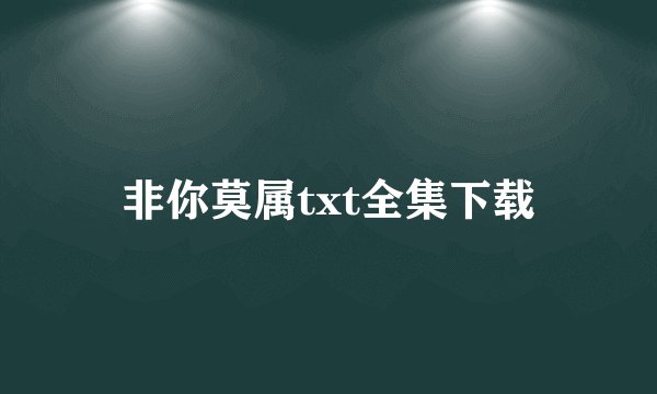 非你莫属txt全集下载