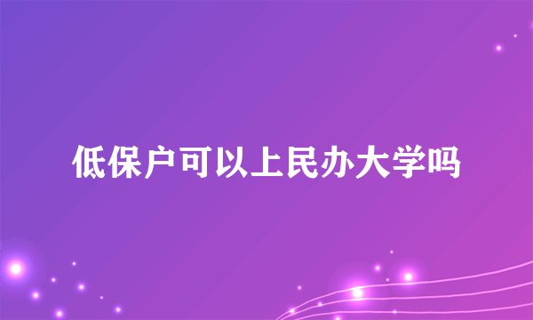 低保户可以上民办大学吗