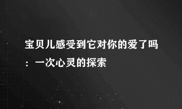 宝贝儿感受到它对你的爱了吗：一次心灵的探索