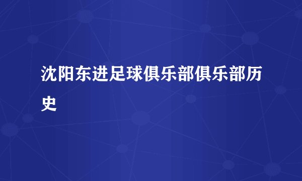 沈阳东进足球俱乐部俱乐部历史