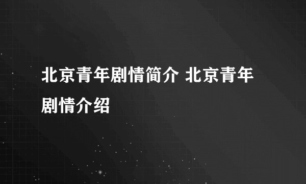 北京青年剧情简介 北京青年剧情介绍