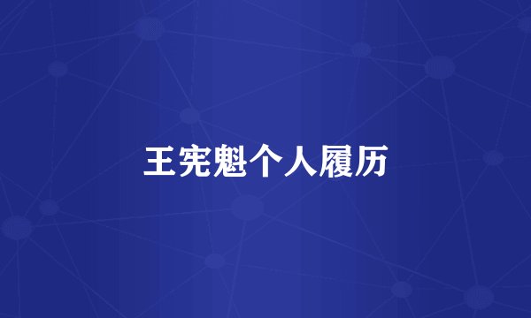 王宪魁个人履历