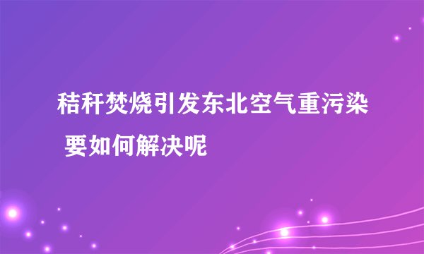 秸秆焚烧引发东北空气重污染 要如何解决呢