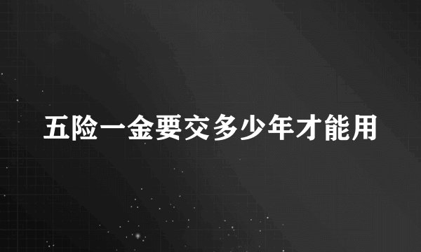 五险一金要交多少年才能用