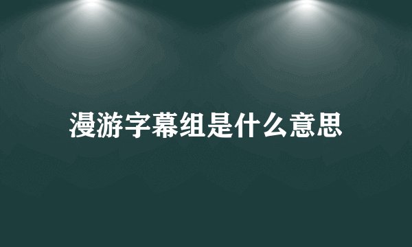 漫游字幕组是什么意思